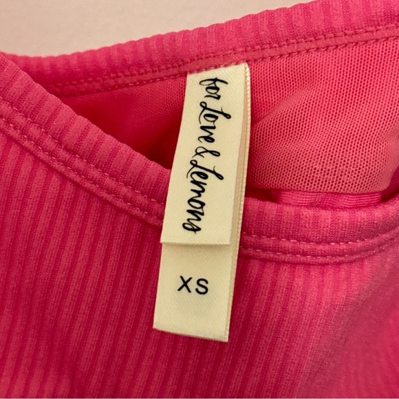 For Love And Lemons Pink Ribbed Bodysuit Size XS Barbie Core Hot Pink - Picture 5 of 7